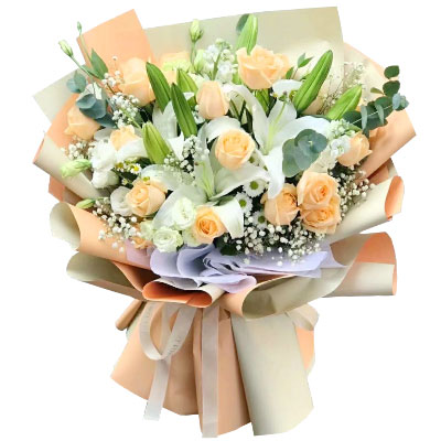 杭州19朵香槟玫瑰百合，你是我的真爱