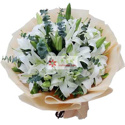 杭州9支白色多头百合，祝福你幸福